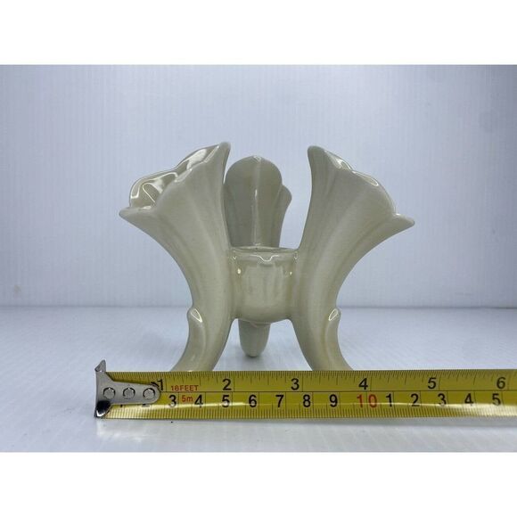 Vintage White Ceramic Triple Bud Vase Candle Holder Made In England - Picture 8 of 9